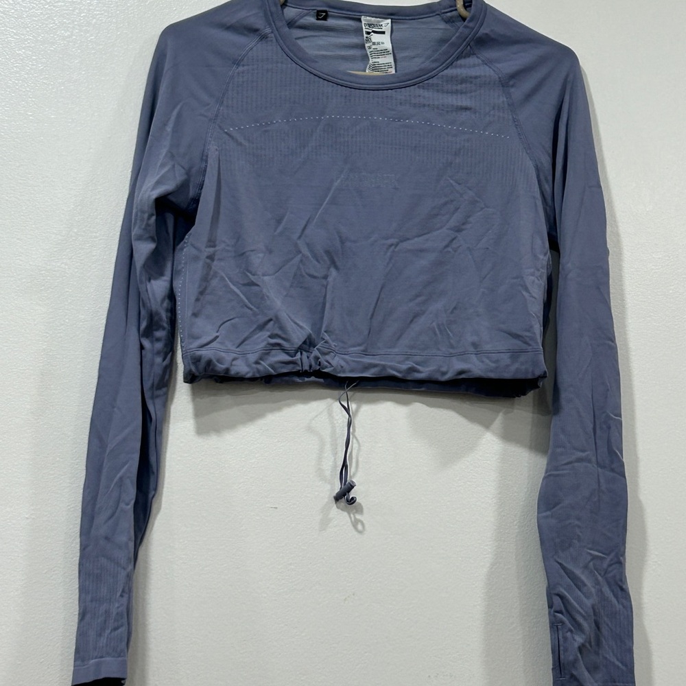 Gymshark Long Sleeve Crop Top - Slate Blue